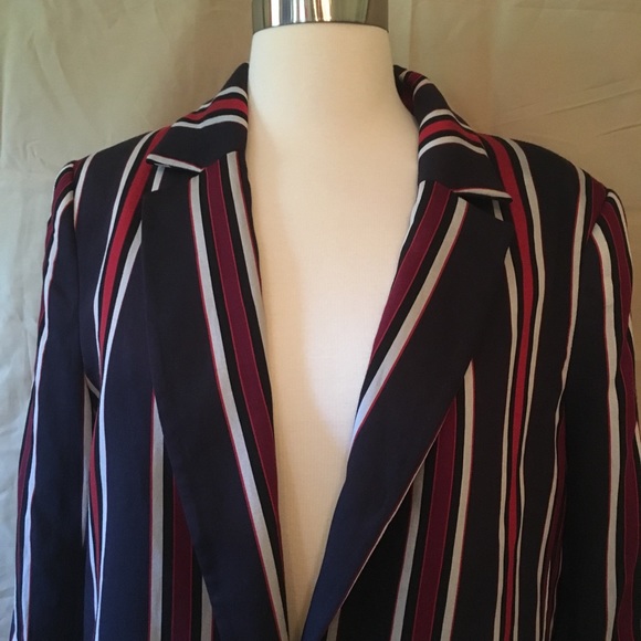 H&M Red Blue White Striped Blazer NWT Sz 12 - Picture 8 of 8
